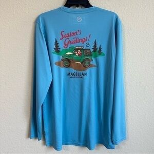 Magellan Outdoors Performance T-Shirt Fish Gear Santa Jeep Seasons Greetings NWT